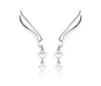 Silver Leafy Heart Shaped Earrings EL-132